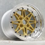 14/15/16inch 4*100/114.3 Black Polished Lip Gold Rines Alloy Wheel Rim - Image 2