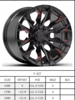 16 17 18 Inch 4X4 off Road 6 Holes Black Painting Aluminum Alloy Car Wheel - Image 2