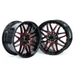 17 Inch 4X100/4X114.3 Gloss Black Red Spokes Alloy Wheel Rims - Image 4