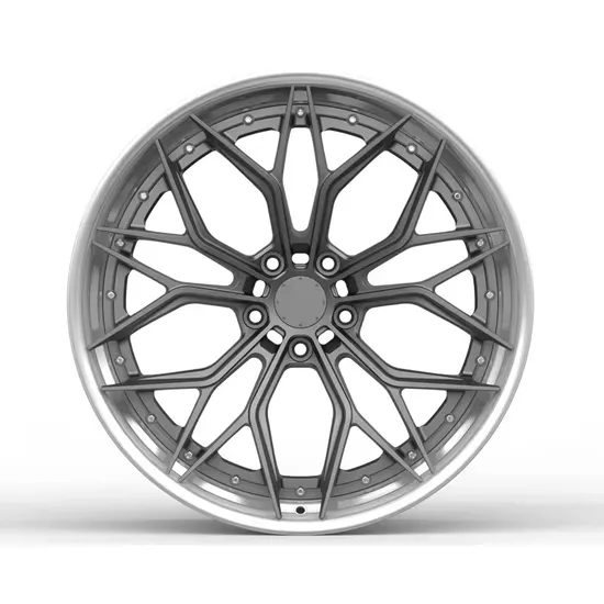 2-Piece Forged Aluminum Alloy Wheels Gunmetal Customized OEM/ODM Car Rim with Rivets