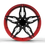 5 Holes Hyper Black Red Machined Lip Forged Alloy Car Wheel - Image 2