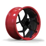 5 Holes Hyper Black Red Machined Lip Forged Alloy Car Wheel