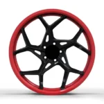 5 Holes Hyper Black Red Machined Lip Forged Alloy Car Wheel - Image 4