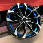 Black Machine Face Red/Blue Undercut 15 17 Inch Aluminum Car Wheel Mag