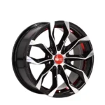 Black Machine Face Red/Blue Undercut 15 17 Inch Aluminum Car Wheel Mag - Image 3