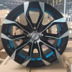 Black Machine Face Red/Blue Undercut 15 17 Inch Aluminum Car Wheel Mag - Image 4