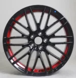 Gloss Black Machined Inner Lip with Red Clear Coat 17-20 Size Alloy Car Wheel Rim Mag - Image 2