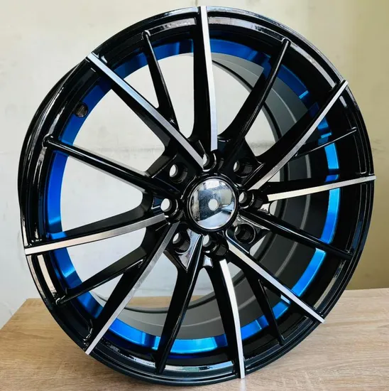 15 Inch Black Machined Red Lip Car Alloy Wheels