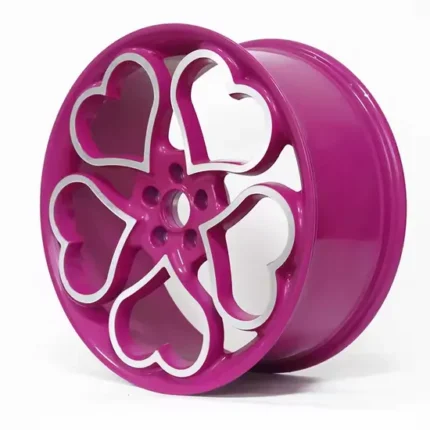 Hot Factory Rims Wheels Forged Aluminum Deep Pink Wheels Customizable Logo Suitable for Various Cute Ladies' Vehicle Models.