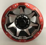 Ouya Wheel 6X139.7 Black Machined Red Rivets Alloy Wheel - Image 2