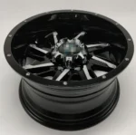 Ouya Wheel 4X4 Black Alloy Rim Milling Spokes Silver Rivets - Image 3