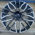 Silver Machined Face 5 Holes Black Aluminum Car Wheel Rim