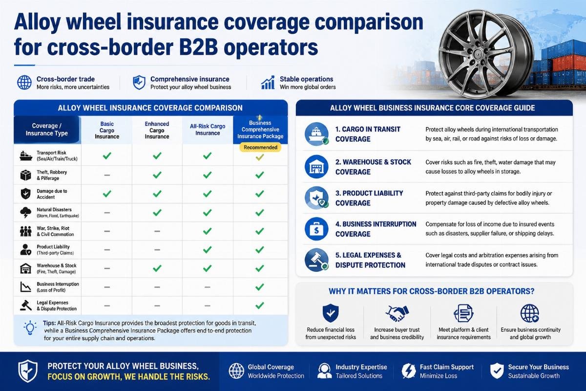 Alloy wheel business insurance core coverage guide Alloy wheel insurance coverage comparison for cross-border B2B operators