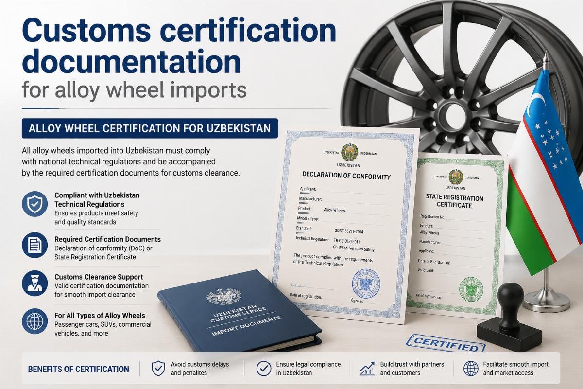 alloy wheel certification for Uzbekistan Customs certification documentation for alloy wheel imports