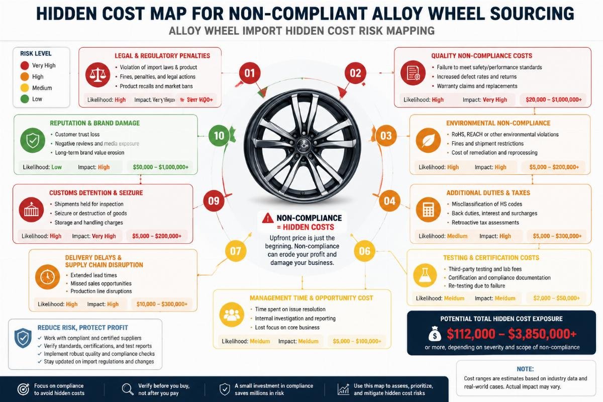 Alloy wheel import hidden cost risk mapping Hidden cost map for non-compliant alloy wheel sourcing