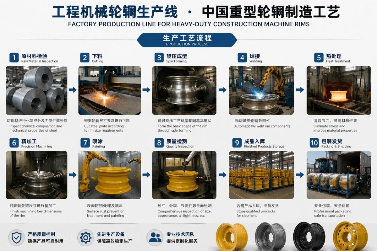 Factory production line for heavy-duty construction machine rims
