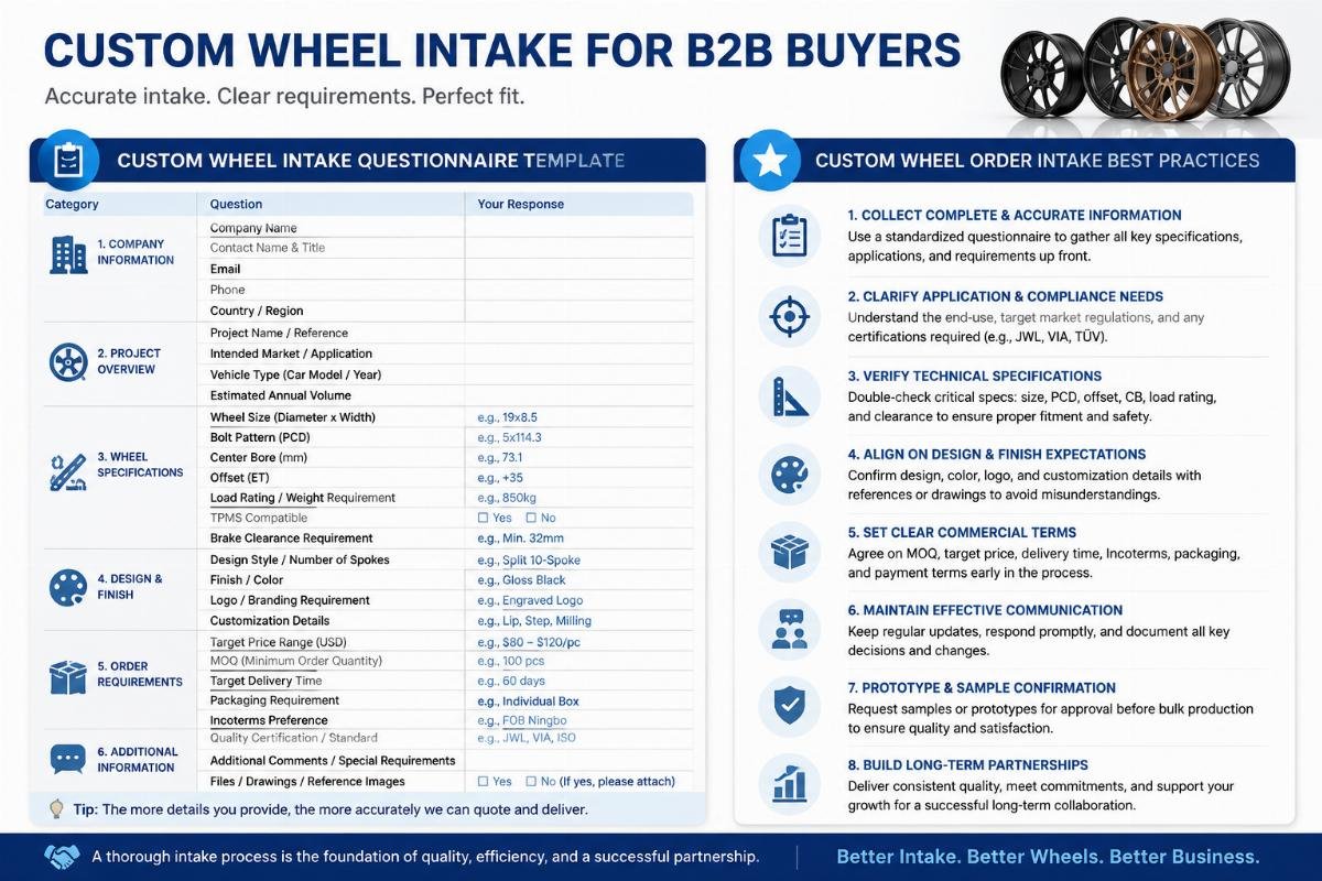 Custom wheel order intake best practices Custom wheel intake questionnaire template for B2B buyers