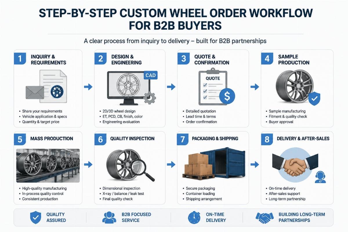 Step-by-step custom wheel order workflow for B2B buyers