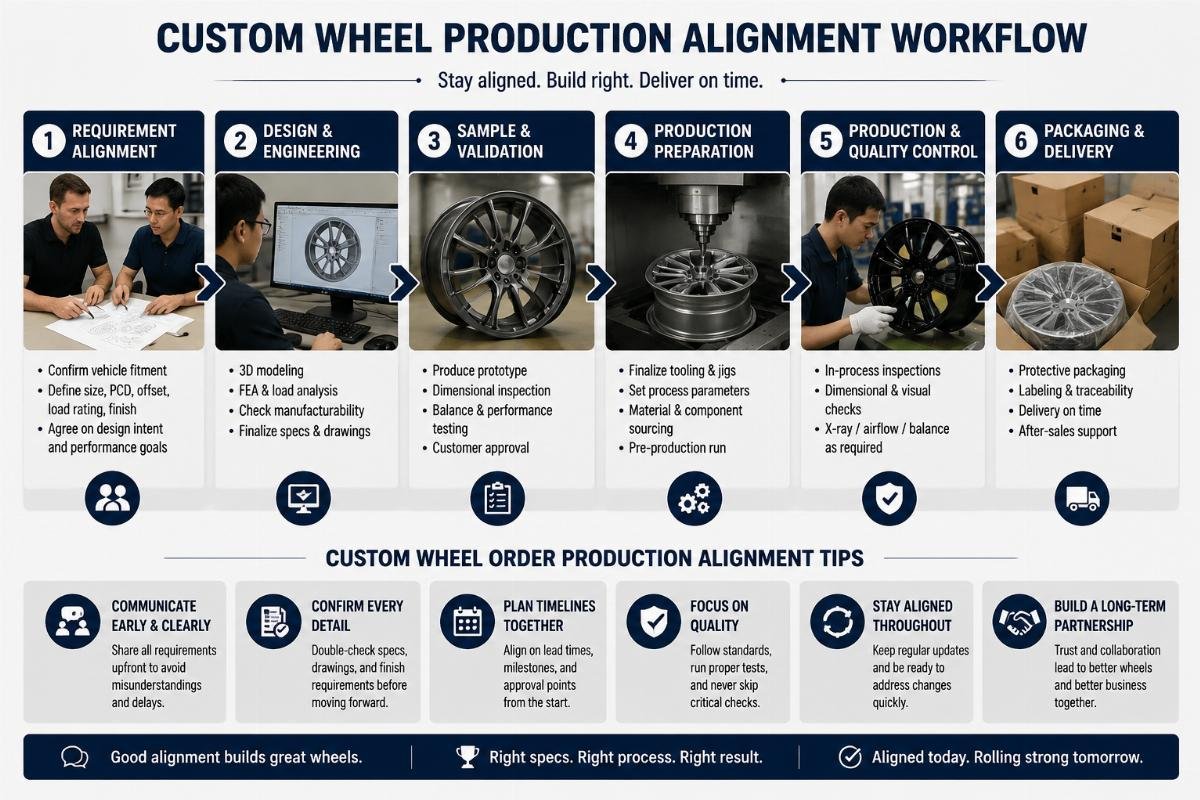 Custom wheel order production alignment tips Custom wheel production alignment workflow