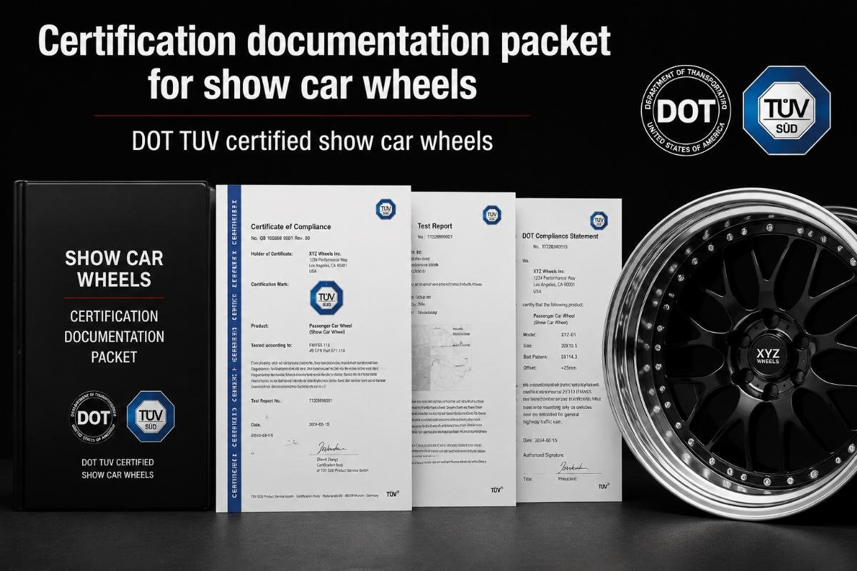 Certification documentation packet for show car wheels