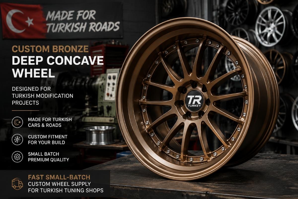 Fast small-batch custom wheel supply for Turkish tuning shops Custom bronze deep concave wheel designed for Turkish modification projects