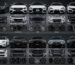 A side-by-side display of certified full car modification body kits paired with matching alloy wheels for different vehicle models