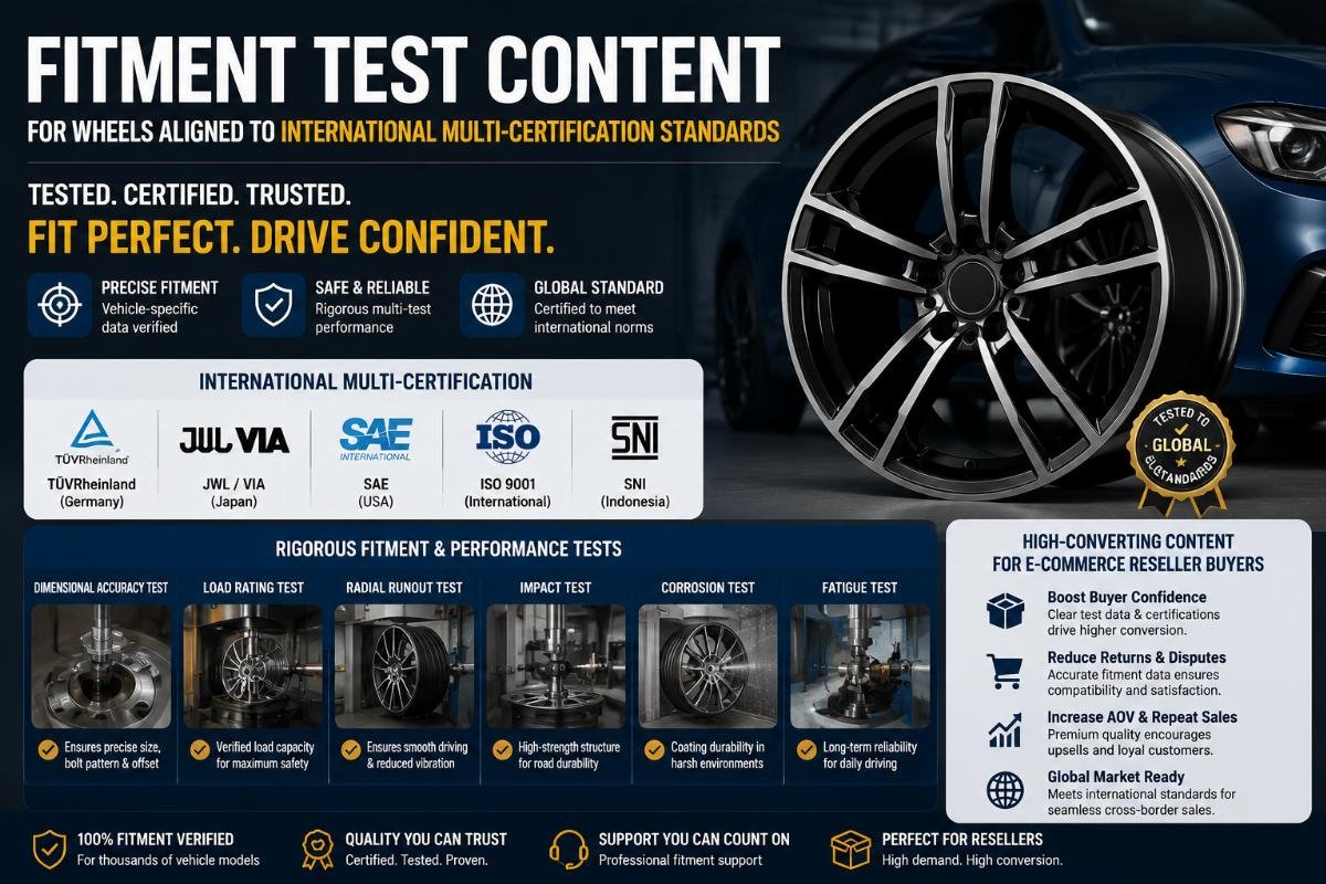 High-converting content for e-commerce reseller buyers Fitment test content for wheels aligned to international multi-certification standards